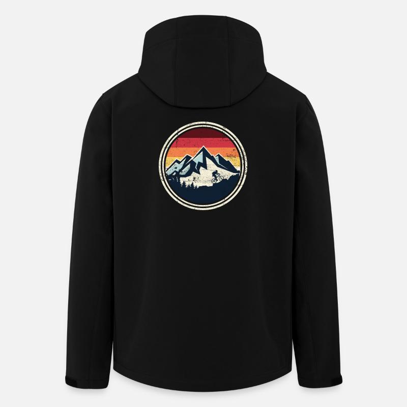 Retro Ridge Mountain Biker Silhouette - Men’s Recycled Softshell Jacket by Stanley/Stella - black