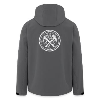 Signes de la corporation couvreur Rond dans le look used - Veste softshell homme en polyester recyclé Stanley/Stella - charbon - Dos - AI Model Male 185 light (185cm)