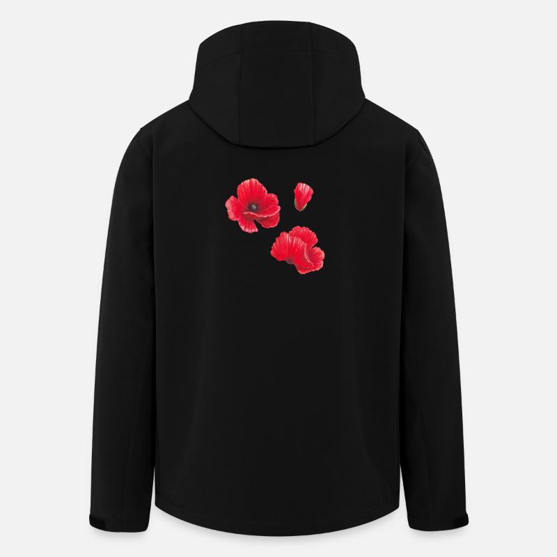 Poppy Aquarelle Illustration Art - Veste softshell homme en polyester recyclé Stanley/Stella - noir