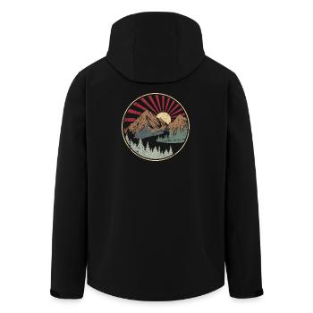 Sonnenaufgangs-Bergkreis-Abzeichen - Recycelte Männer Softshell-Jacke von Stanley/Stella - Schwarz - Hinten - AI Model Male 185 light (185cm)