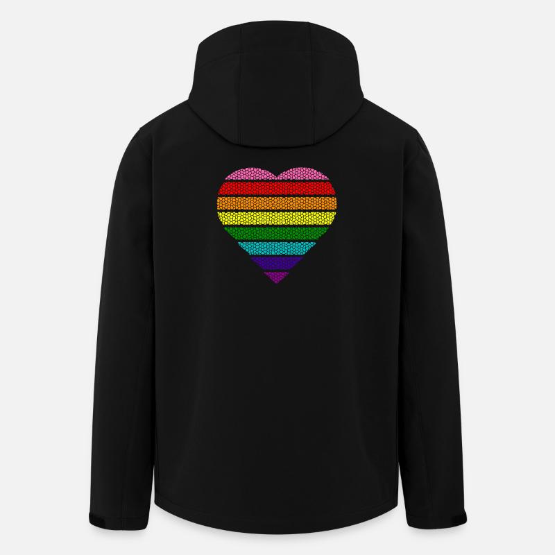 Buntes Regenbogen Herz retro gay pride lgbtq csd - Recycelte Männer Softshell-Jacke von Stanley/Stella - Schwarz