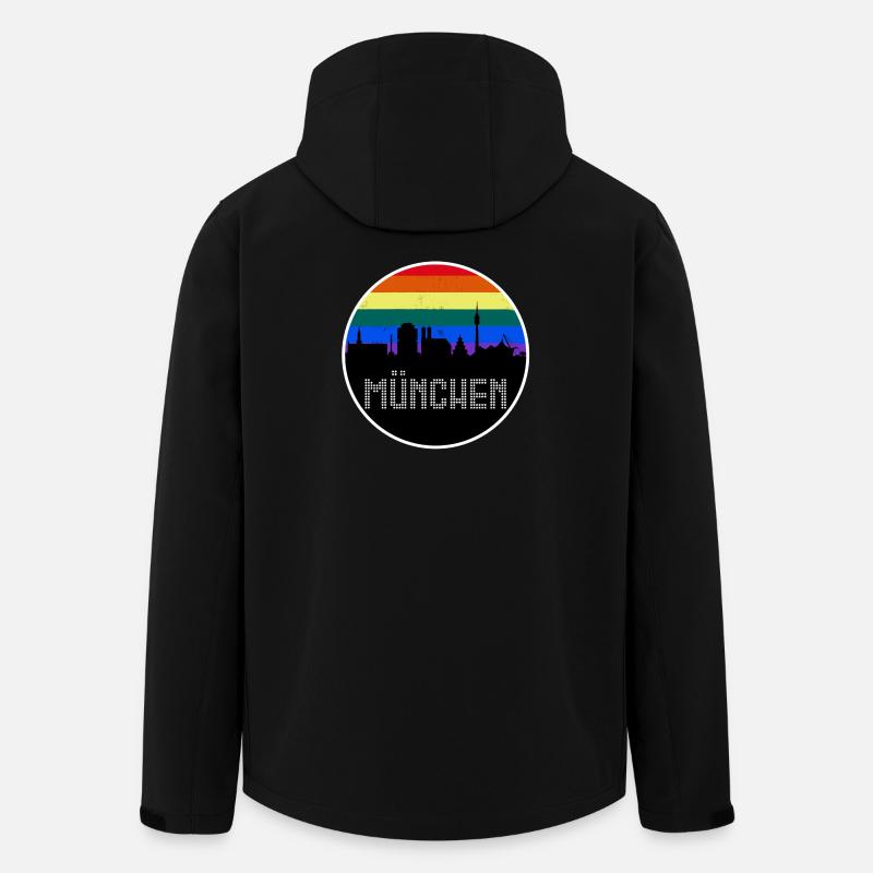 München Skyline Regenbogen - Recycelte Männer Softshell-Jacke von Stanley/Stella - Schwarz