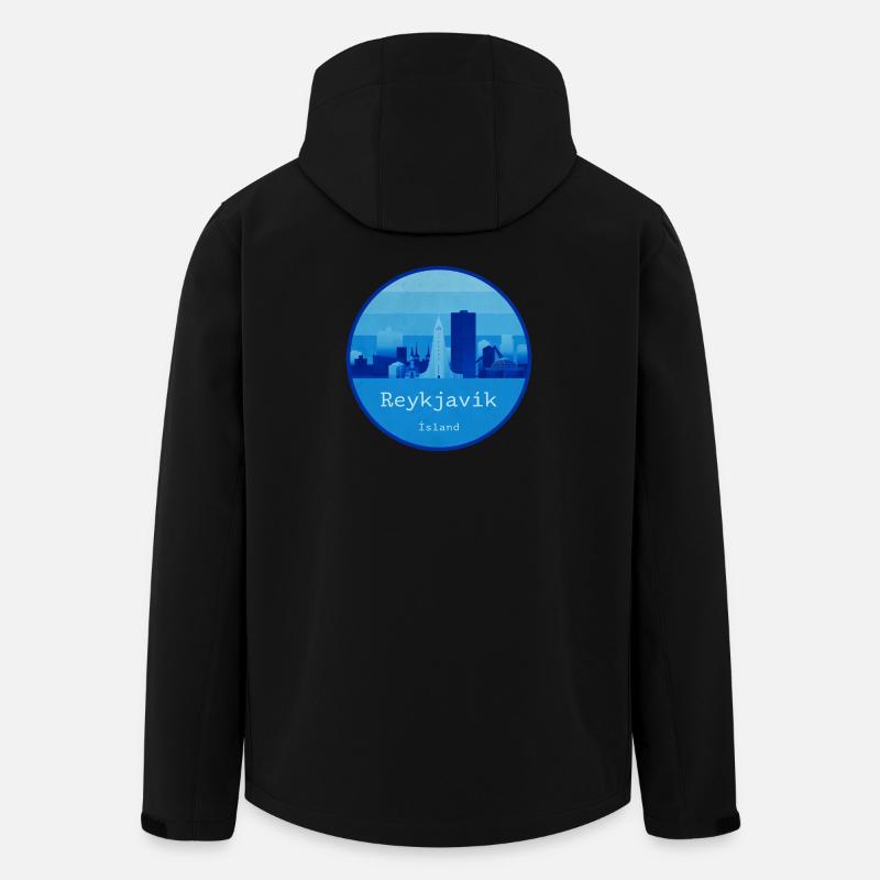 Reykjavík Skyline Blue Round Logo - Men’s Recycled Softshell Jacket by Stanley/Stella - black