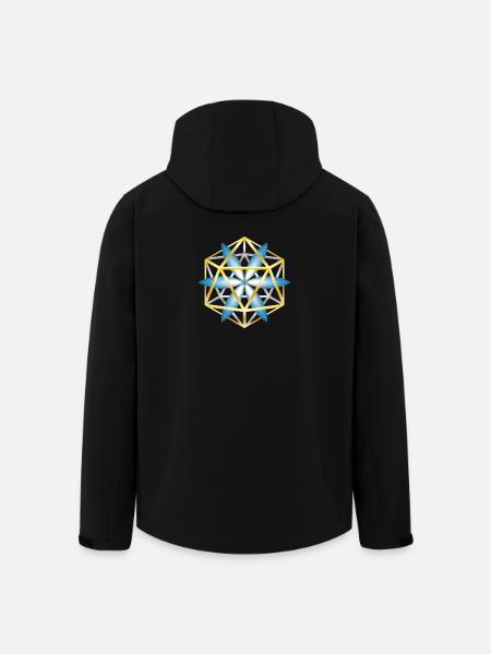 Geometric Mandala Design Blue Gold - Men’s Recycled Softshell Jacket by Stanley/Stella - black
