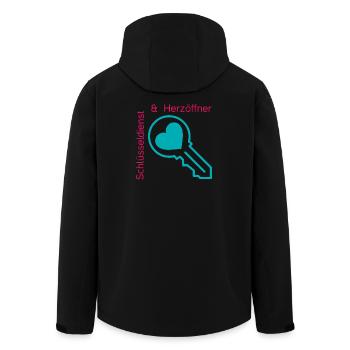 Schlüsseldienst und Herzöffner - Recycelte Männer Softshell-Jacke von Stanley/Stella - Schwarz - Hinten - AI Model Male 185 light (185cm)