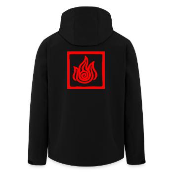 Symbole du feu en carré - Veste softshell homme en polyester recyclé Stanley/Stella - noir - Dos - AI Model Male 185 light (185cm)