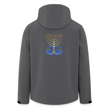 chandelier de Hanoukka doré avec deux colombes - Veste softshell homme en polyester recyclé Stanley/Stella - noir - Dos - AI Model Male 185 light (185cm)
