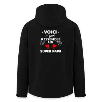 Humour Super Papa  - Veste softshell homme en polyester recyclé Stanley/Stella - noir - Dos - AI Model Male 185 light (185cm)