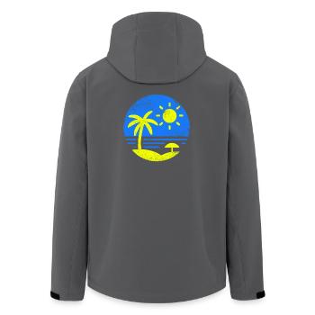 Vintage Beach Blue Yellow - Men’s Recycled Softshell Jacket by Stanley/Stella - anthracite - Back - AI Model Male 185 light (185cm)