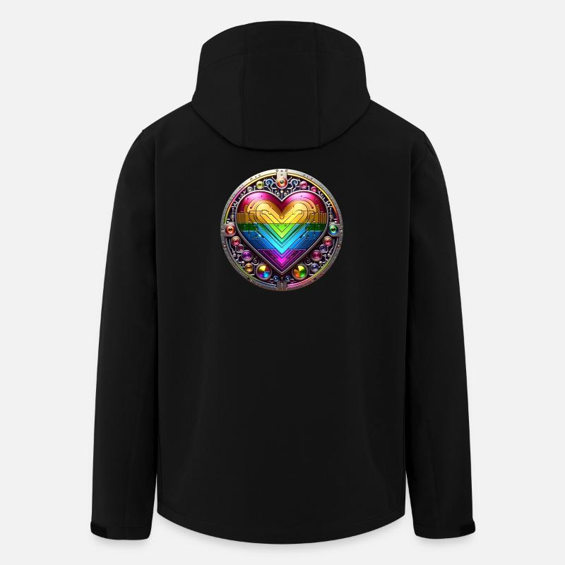 Metallic Rainbow Heart - Men’s Recycled Softshell Jacket by Stanley/Stella - black