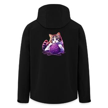 Le chat joue avec une pelote de laine - Veste softshell homme en polyester recyclé Stanley/Stella - noir - Dos - AI Model Male 185 light (185cm)