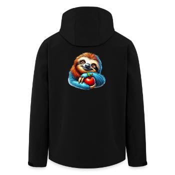 Sloth with a red apple - Men’s Recycled Softshell Jacket by Stanley/Stella - black - Back - AI Model Male 185 light (185cm)
