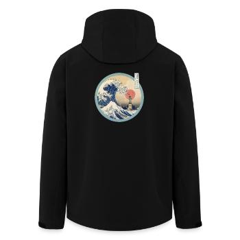 The Great Wave and New York - Men’s Recycled Softshell Jacket by Stanley/Stella - black - Back - AI Model Male 185 light (185cm)