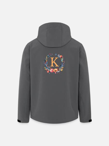 K Monogram, Flower Wreath, Personalizable - Men’s Recycled Softshell Jacket by Stanley/Stella - black