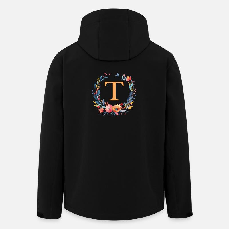 T Monogram, Flower Wreath, Personalizable - Men’s Recycled Softshell Jacket by Stanley/Stella - black