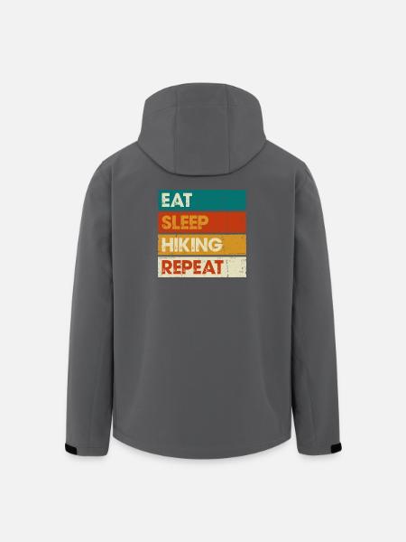 Eat Sleep Hiking Repeat Distressed Stripes - Men’s Recycled Softshell Jacket by Stanley/Stella - black