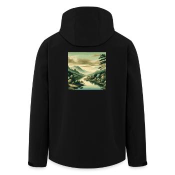River view with beautiful natural landscape - Men’s Recycled Softshell Jacket by Stanley/Stella - black - Back - AI Model Male 185 light (185cm)