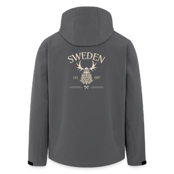 Suède - Barbe de Viking - Mousses - Veste softshell homme en polyester recyclé Stanley/Stella - charbon - Dos - AI Model Male 185 light (185cm)