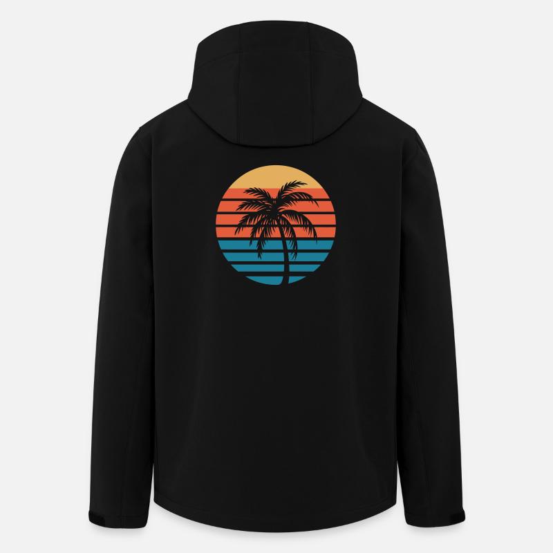 Palm Sunset Retro Circle - Men’s Recycled Softshell Jacket by Stanley/Stella - black