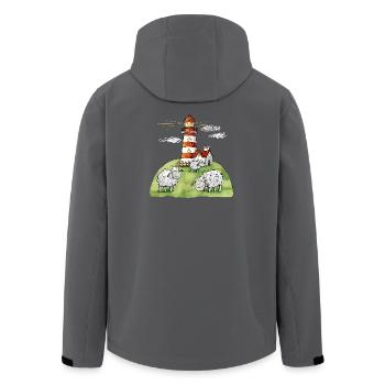 Leuchtturm und Schafe I Nordsee Ostsee Küste - Recycelte Männer Softshell-Jacke von Stanley/Stella - Anthrazit - Hinten - AI Model Male 185 light (185cm)