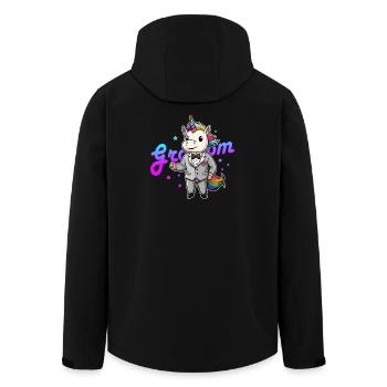 Mariage gay marié enterrement de vie de garçon - Veste softshell homme en polyester recyclé Stanley/Stella - noir - Dos - AI Model Male 185 light (185cm)