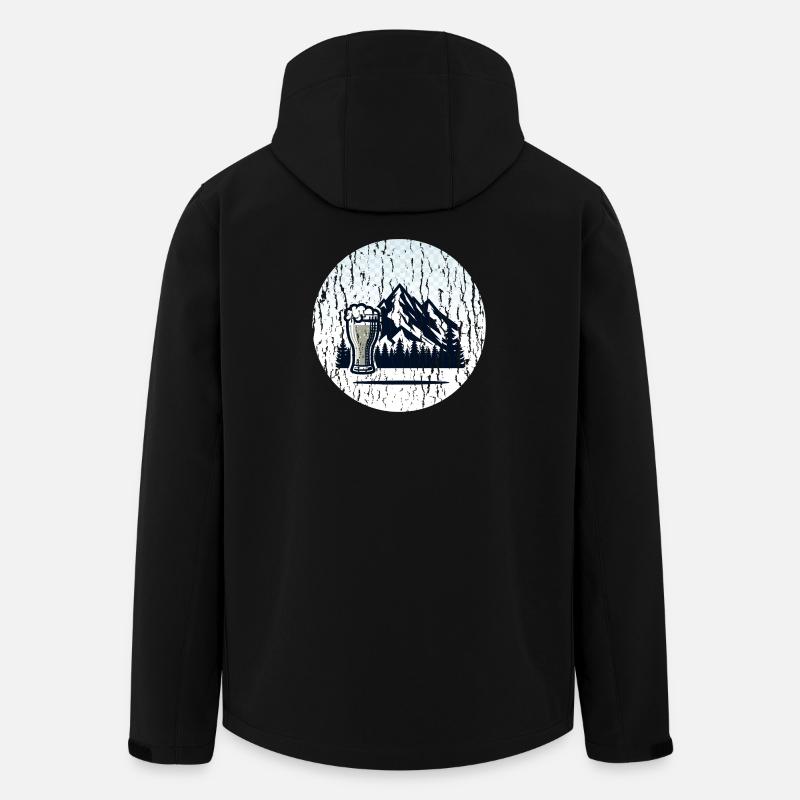 Berglandschaft mit Bierglas - Recycelte Männer Softshell-Jacke von Stanley/Stella - Schwarz