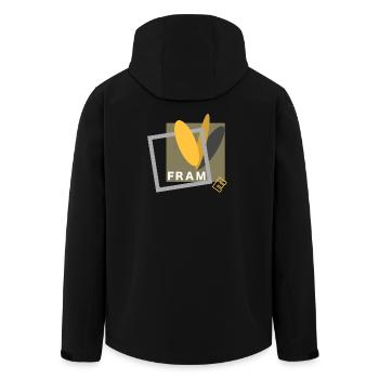 Geometrische Rahmen mit Gelben Ellipsen - Recycelte Männer Softshell-Jacke von Stanley/Stella - Schwarz - Hinten - AI Model Male 185 light (185cm)