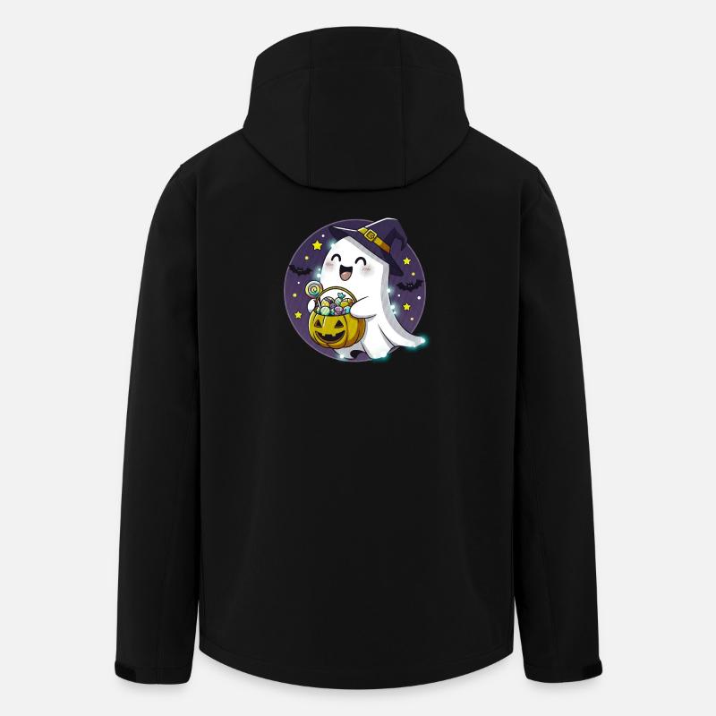 Skurriler Halloween-Geist mit Süßigkeitenkorb - Recycelte Männer Softshell-Jacke von Stanley/Stella - Schwarz