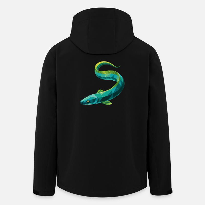 Eel - Cool Low Poly Logo - Men’s Recycled Softshell Jacket by Stanley/Stella - black