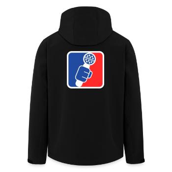 Microphone Check League Icon – Sports Fan - Men’s Recycled Softshell Jacket by Stanley/Stella - black - Back - AI Model Male 185 light (185cm)