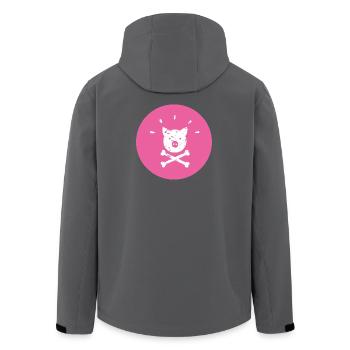 Jolly Roger Schweinchen Piraten Glücksschweinchen - Recycelte Männer Softshell-Jacke von Stanley/Stella - Schwarz - Hinten - AI Model Male 185 light (185cm)