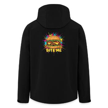Popart Burger Bite Me  - Recycelte Männer Softshell-Jacke von Stanley/Stella - Schwarz - Hinten - AI Model Male 185 light (185cm)