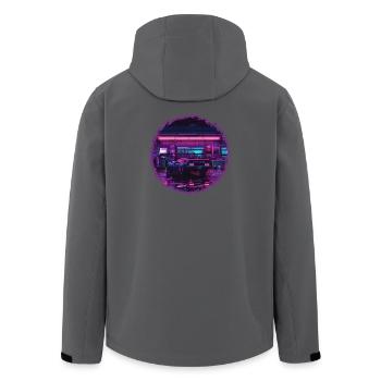 Neon Garage – Édition RétroRift Nuit - Veste softshell homme en polyester recyclé Stanley/Stella - charbon - Dos - AI Model Male 185 light (185cm)