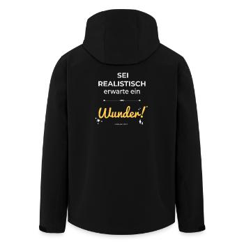 Be realistic – expect a miracle! - Men’s Recycled Softshell Jacket by Stanley/Stella - black - Back - AI Model Male 185 light (185cm)