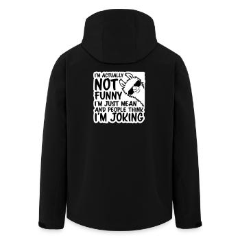 Lama Alpaca Not Funny Just Mean People Think Joke - Men’s Recycled Softshell Jacket by Stanley/Stella - black - Back - AI Model Male 185 light (185cm)