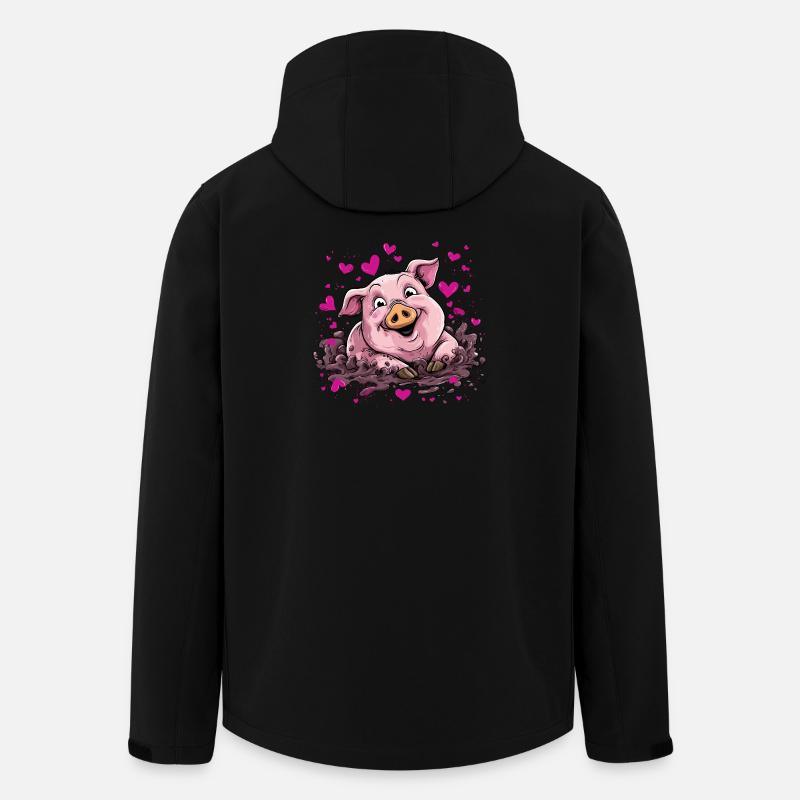 Coeur cochon dans la boue rose - Veste softshell homme en polyester recyclé Stanley/Stella - noir