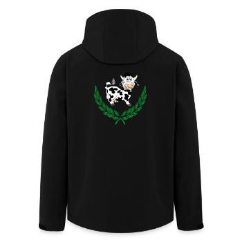 Niedliche Kuh im grünen Lorbeerkranz - Recycelte Männer Softshell-Jacke von Stanley/Stella - Schwarz - Hinten - AI Model Male 185 light (185cm)