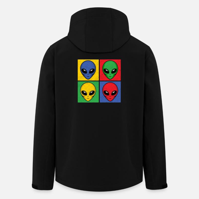 Aliens Pop-Art Popart Alienköpfe Aliengesichter - Recycelte Männer Softshell-Jacke von Stanley/Stella - Schwarz