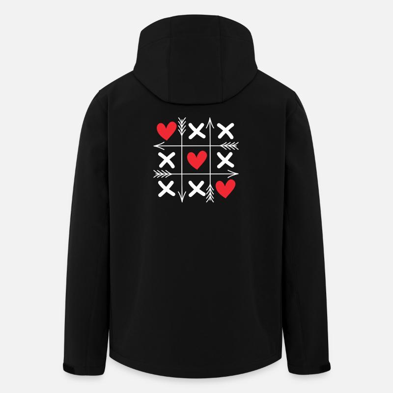 Tic Tac Toe Hearts Cute Matching Couples Valentine - Men’s Recycled Softshell Jacket by Stanley/Stella - black