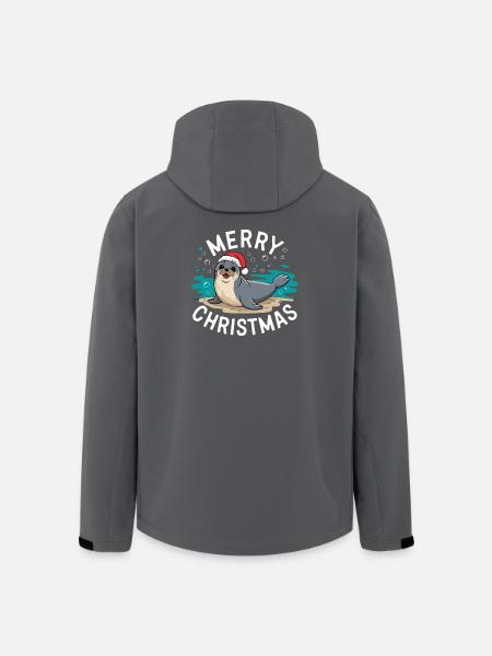 Joyeux Noël Mignon Phoque de Noël - Veste softshell homme en polyester recyclé Stanley/Stella - noir