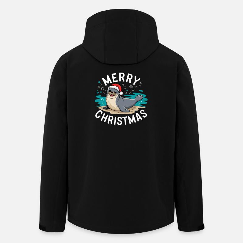 Joyeux Noël Mignon Phoque de Noël - Veste softshell homme en polyester recyclé Stanley/Stella - noir