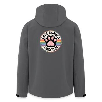 Katzen gegen Rassismus – Antifaschistische Merch - Recycelte Männer Softshell-Jacke von Stanley/Stella - Anthrazit - Hinten - AI Model Male 185 light (185cm)