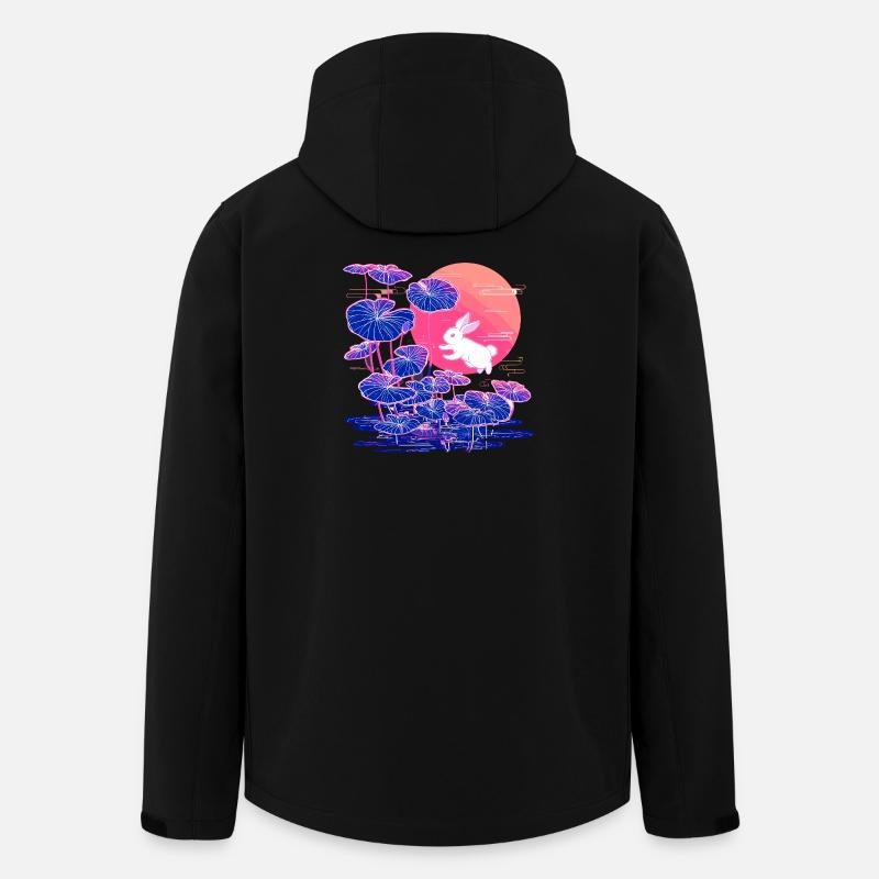Neonhasen-Lotuswald im Abendlicht - Recycelte Männer Softshell-Jacke von Stanley/Stella - Schwarz