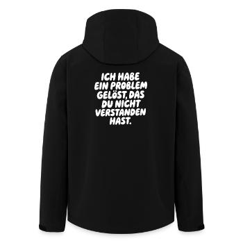 I solved a problem Saying - Men’s Recycled Softshell Jacket by Stanley/Stella - black - Back - AI Model Male 185 light (185cm)