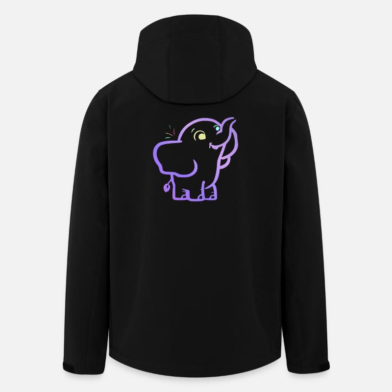 Éléphant outline violet joyeux - Veste softshell homme en polyester recyclé Stanley/Stella - noir