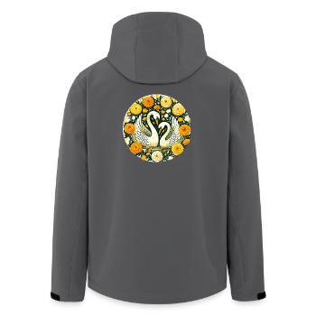 Cygnes dans le cercle fleuri doré - Veste softshell homme en polyester recyclé Stanley/Stella - charbon - Dos - AI Model Male 185 light (185cm)