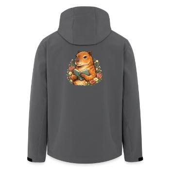 Lire la capybara avec l’amoureux des livres des fleurs - Veste softshell homme en polyester recyclé Stanley/Stella - noir - Dos - AI Model Male 185 light (185cm)