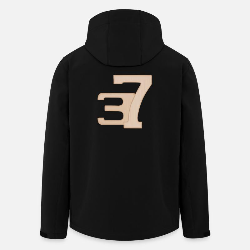 37 illustrations numériques en pêche - Veste softshell homme en polyester recyclé Stanley/Stella - noir