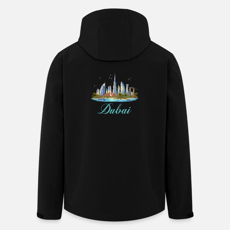 Illustration de la skyline de Dubaï - Veste softshell homme en polyester recyclé Stanley/Stella - noir