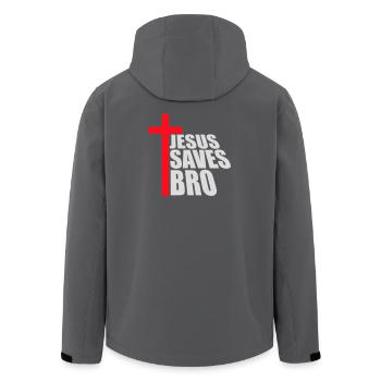 Jésus sauve un frère Dicton religieux drôle Logo de la foi - Veste softshell homme en polyester recyclé Stanley/Stella - charbon - Dos - AI Model Male 185 light (185cm)